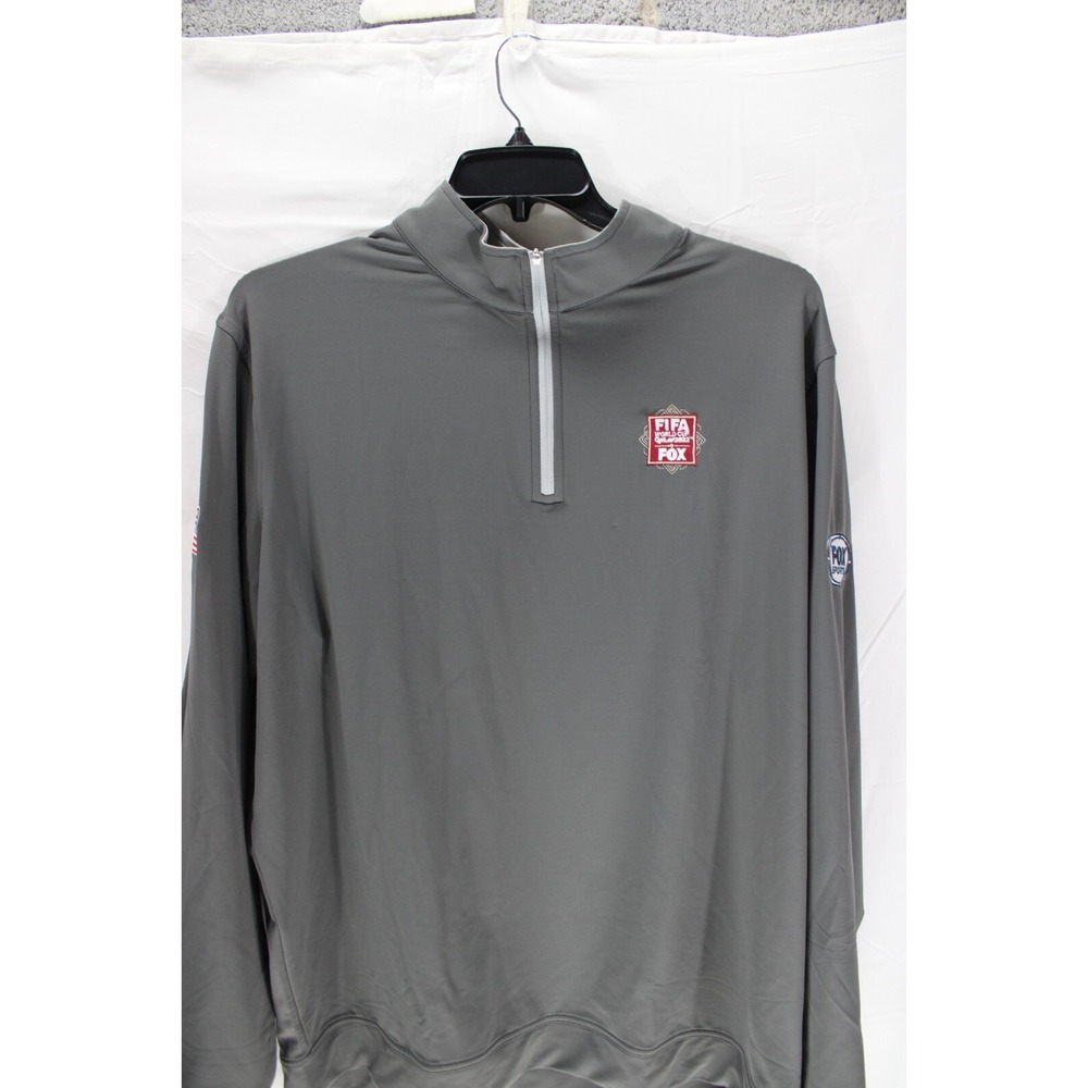 NWT Peter Millar Crown Sport Qtr Zip Pullover 2022 Qatar World Cup Gray Size XXL